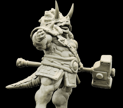 3D Printed Bestiary Vol. 4 Nafarrate - Viridian Triceratops Warrior 32mm Ragnarok D&D