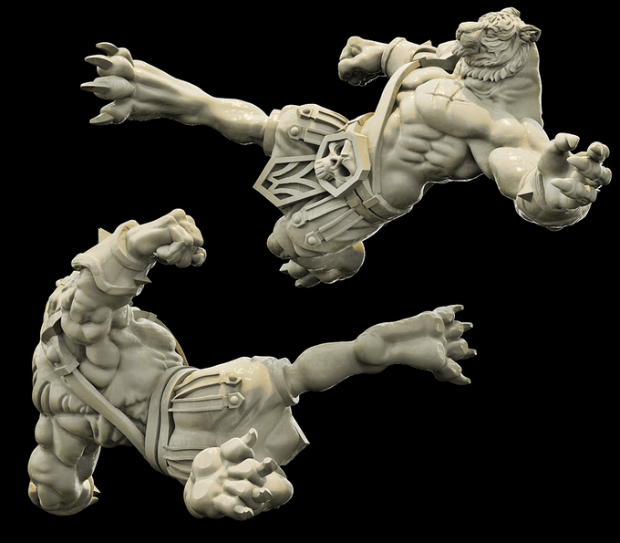 3D Printed Bestiary Vol. 4 Nafarrate - Xbalanque Tiger Warrior 32mm Ragnarok D&D