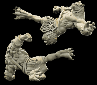 3D Printed Bestiary Vol. 4 Nafarrate - Xbalanque Tiger Warrior 32mm Ragnarok D&D