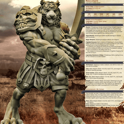 3D Printed Bestiary Vol. 4 Nafarrate - Xbalanque Tiger Warrior 32mm Ragnarok D&D