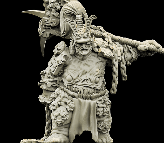3D Printed Bestiary Vol. 4 Nafarrate - Xing Tiang Chinese Warrior 32mm Ragnarok D&D