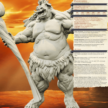 3D Printed Bestiary Vol. 4 Nafarrate - Zazdxyshnee Demon Fiend 32mm Ragnarok D&D