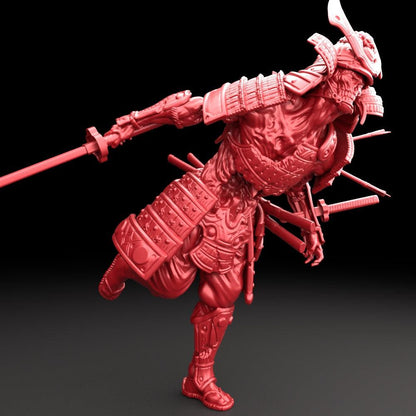 3D Printed Bestiary Vol. 5 Nafarrate - Zombie Samurai 32mm Ragnarok D&D