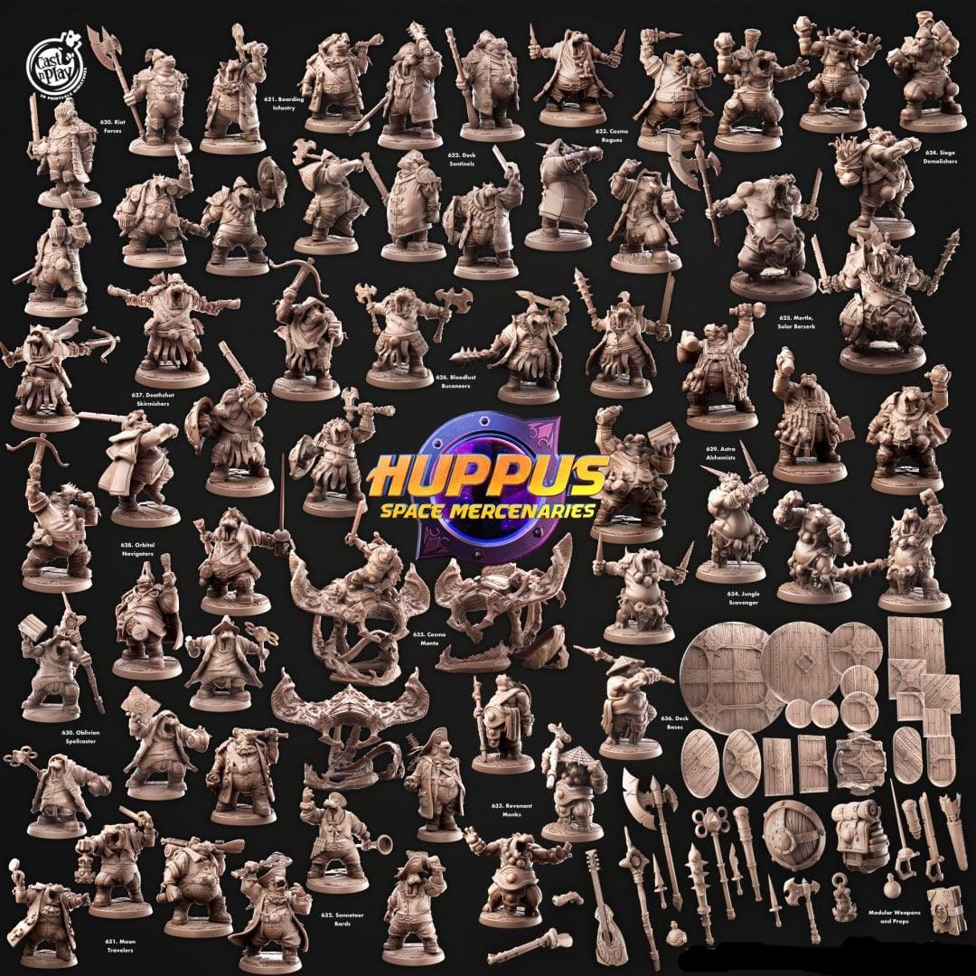 3D Printed Cast n Play 627 Deathshot Skirmishers Huppus, Space Mercenaries Set 28mm 32mm D&D