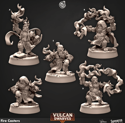 3D Printed Cast n Play 677 Fire Casters Vulcan Dwarves Set 28mm 32mm D&D