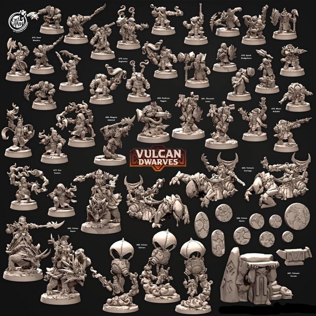 3D Printed Cast n Play 677 Fire Casters Vulcan Dwarves Set 28mm 32mm D&D