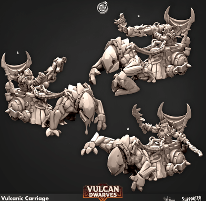 3D Printed Cast n Play 684 Vulcanic Carriage Vulcan Dwarves Set 28mm 32mm D&D
