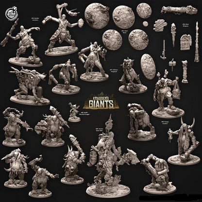 3D Printed Cast n Play 689 Ancient Giant Jattir Kragger's Giants Set 28mm 32mm D&D
