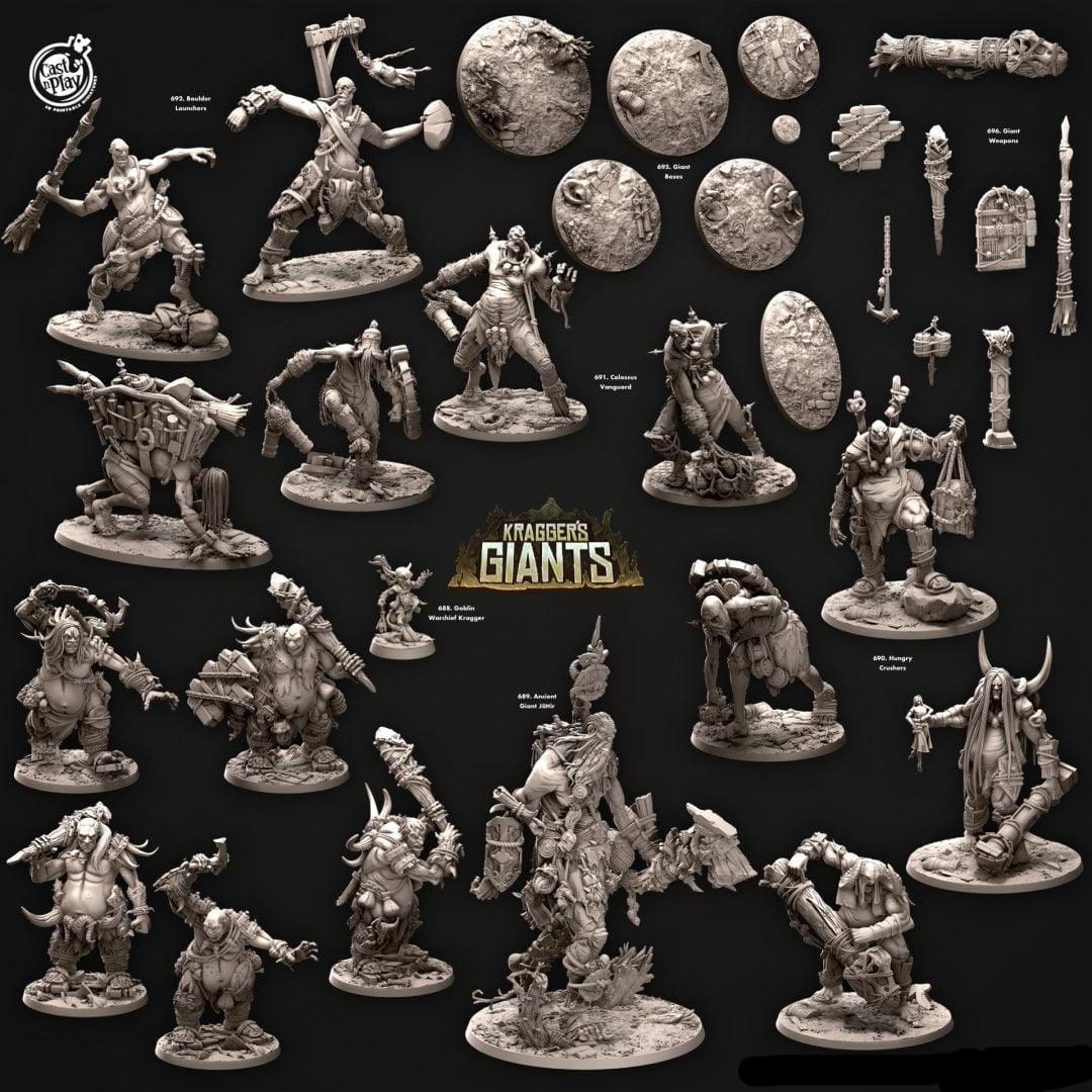 3D Printed Cast n Play 691 Colossus Vanguard Kragger's Giants Set 28mm 32mm D&D