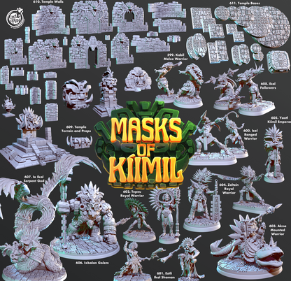 3D Printed Cast n Play Akna, Mounted Warrior Masks of Kiimil 28 32mm D&D