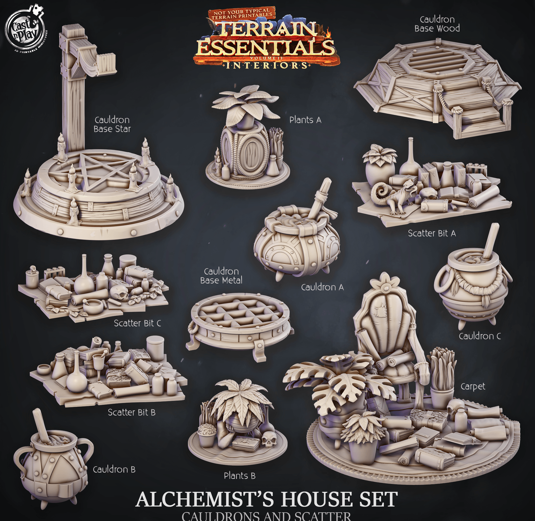 3D Printed Cast n Play Alchemist's House Cauldrons and Scatter Terrain ...