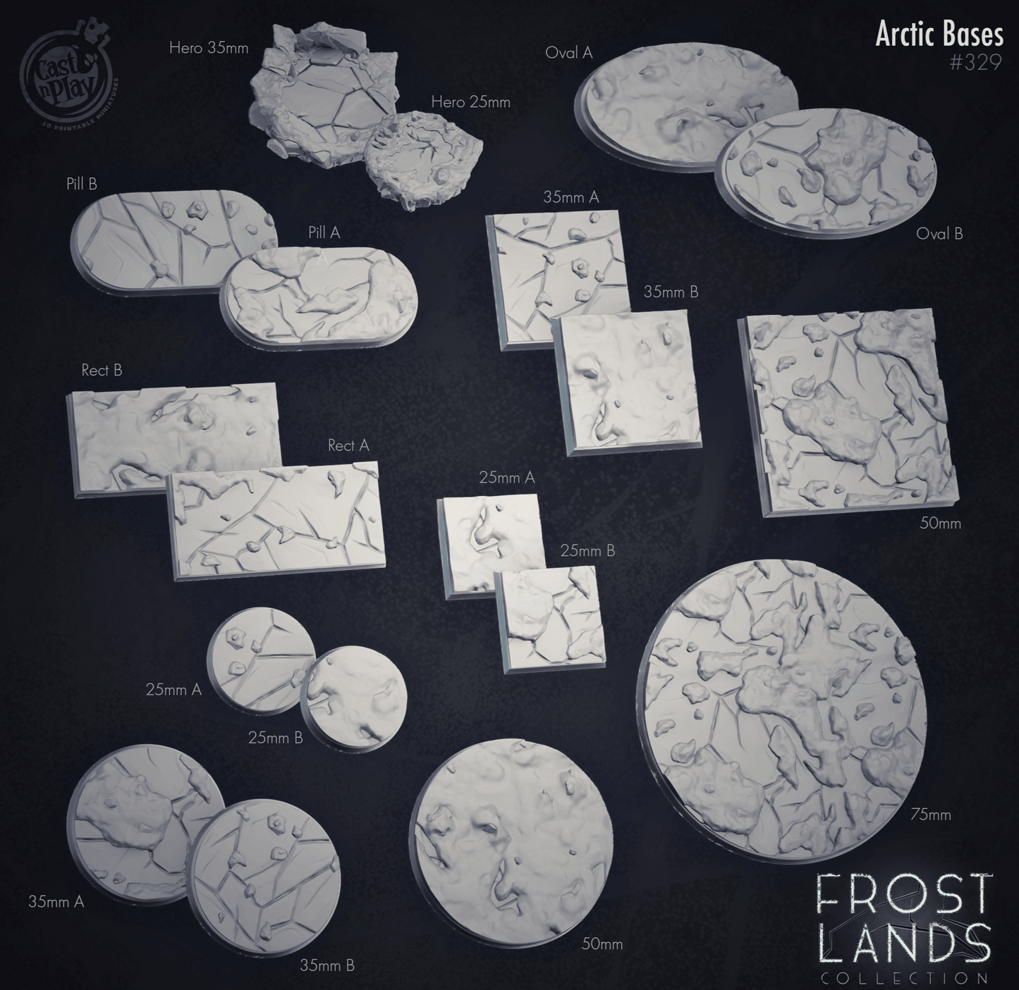 3D Printed Cast n Play Arctic Frozen Bases Set 28mm 32mm D&D