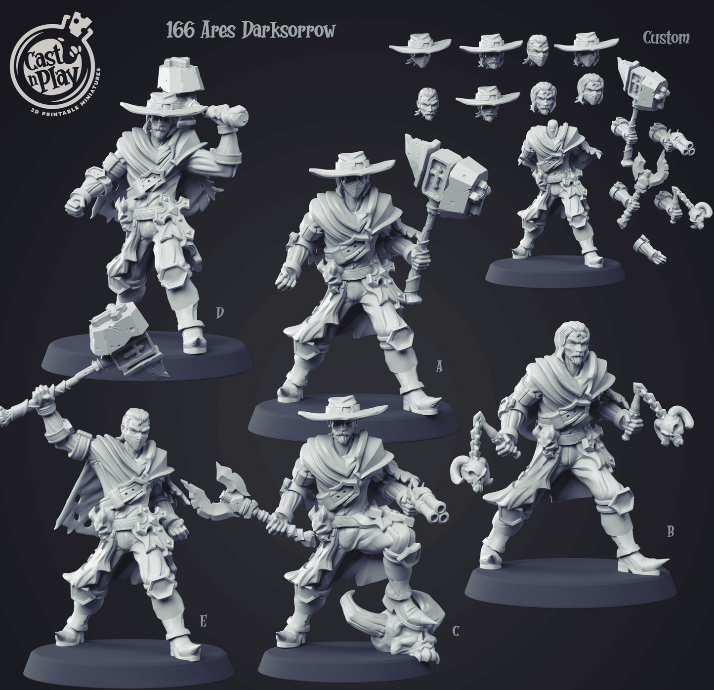 3D Printed Cast n Play Ares Darksorrow Demon Hunter 28mm 32mm D&D