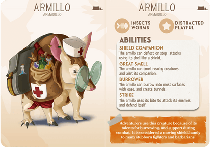 3D Printed Cast n Play Armillo - Armadillo Companions 28mm 32mm D&D