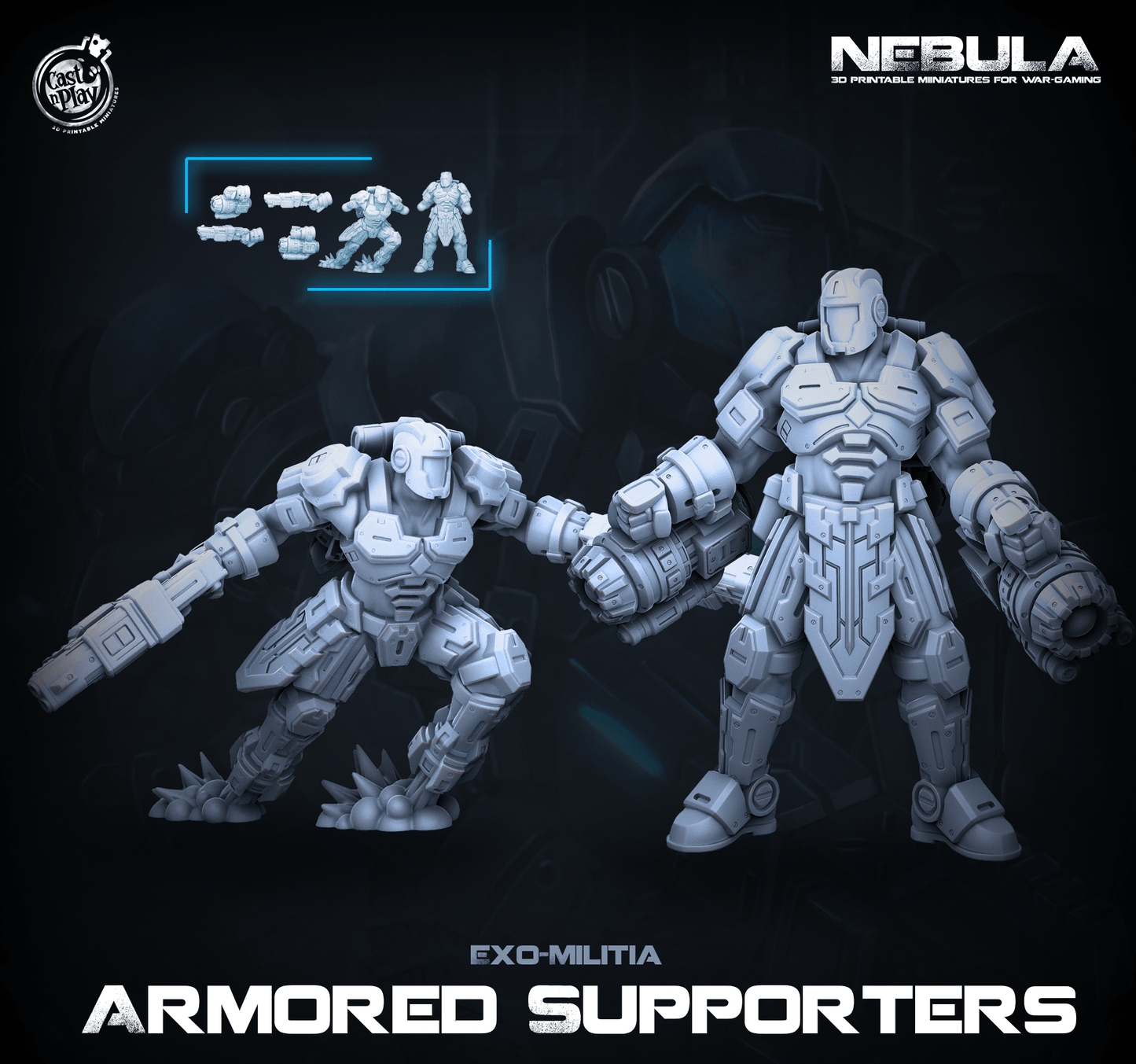 3D Printed Cast n Play Armored Supporters Nebula Origins 28mm 32mm D&D