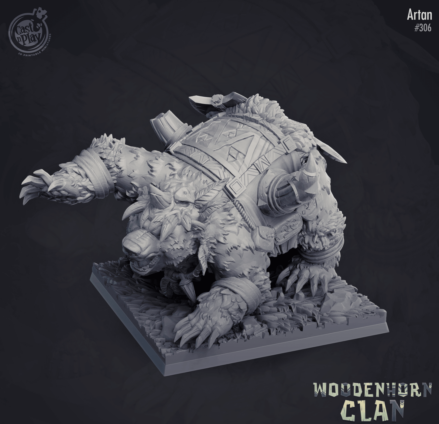 3D Printed Cast n Play Artan Warbear Woodenhorn Clan 28mm 32mm D&D