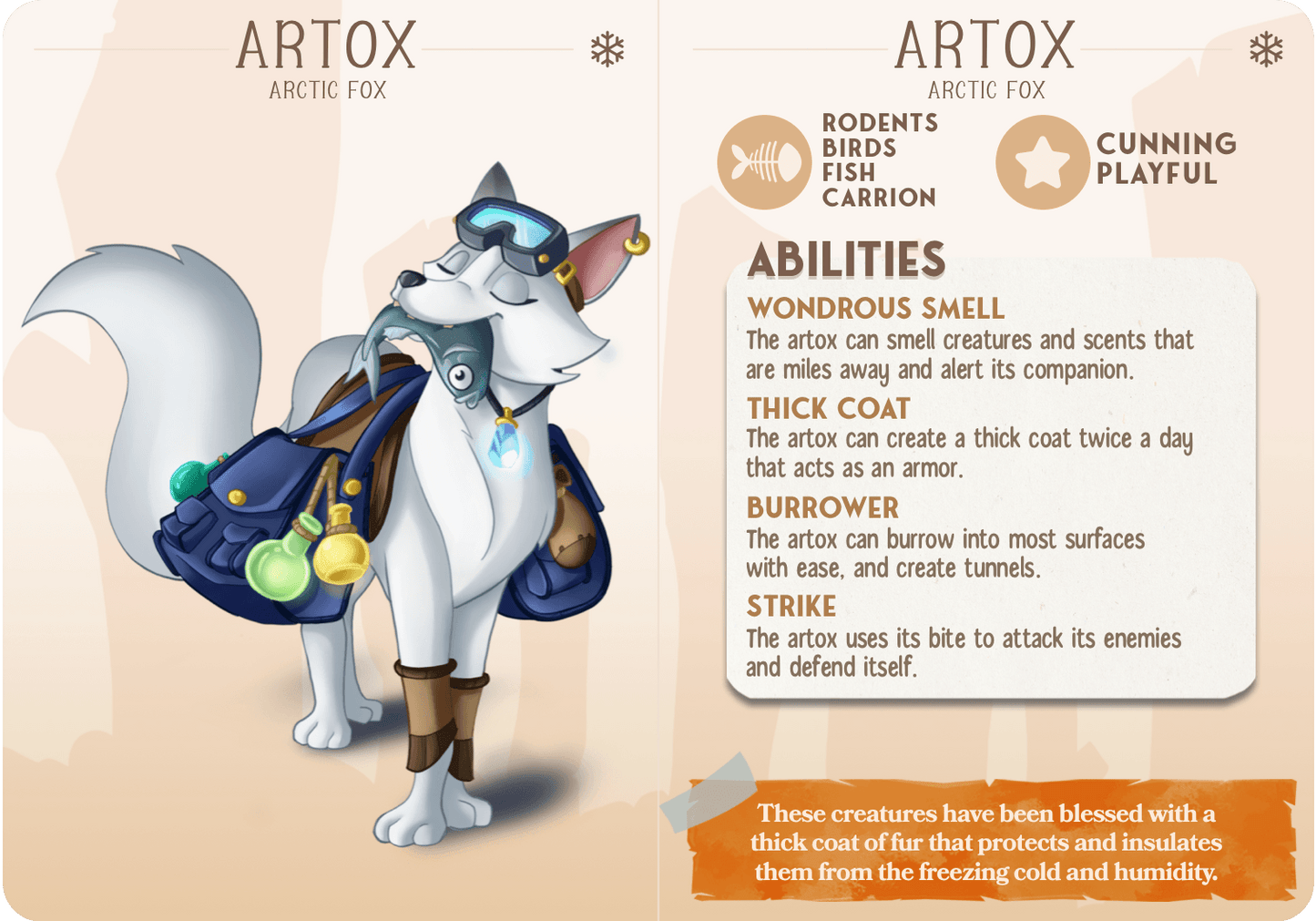 3D Printed Cast n Play Artox - The Arctic Fox Companions 28mm 32mm D&D