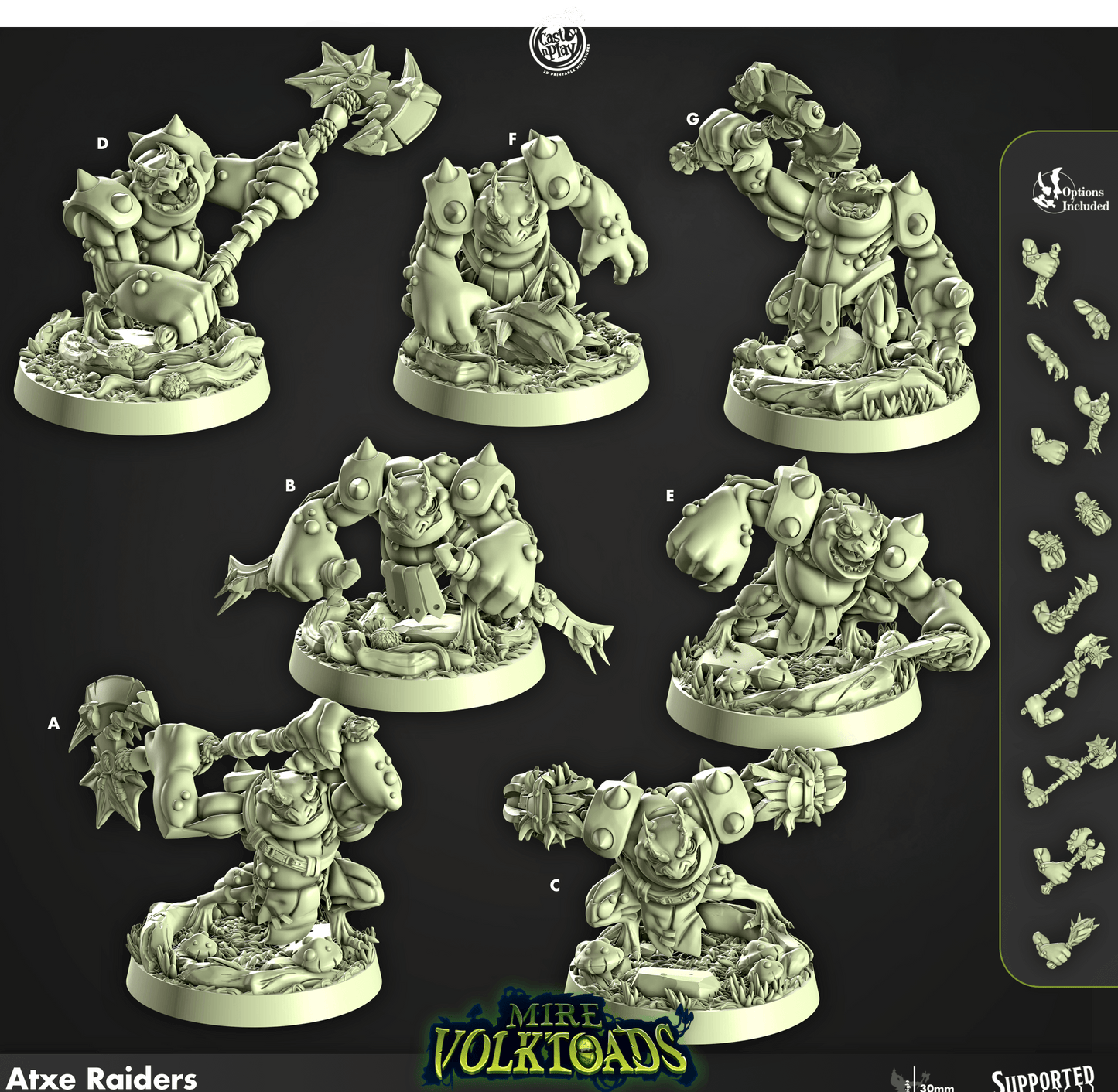 3D Printed Cast n Play Atxe Raiders Mire Volktoads Set 28mm 32mm D&D