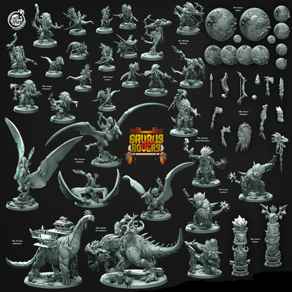 3D Printed Cast n Play Banaag Fletchers Saurus Rovers Set 28mm 32mm D&D