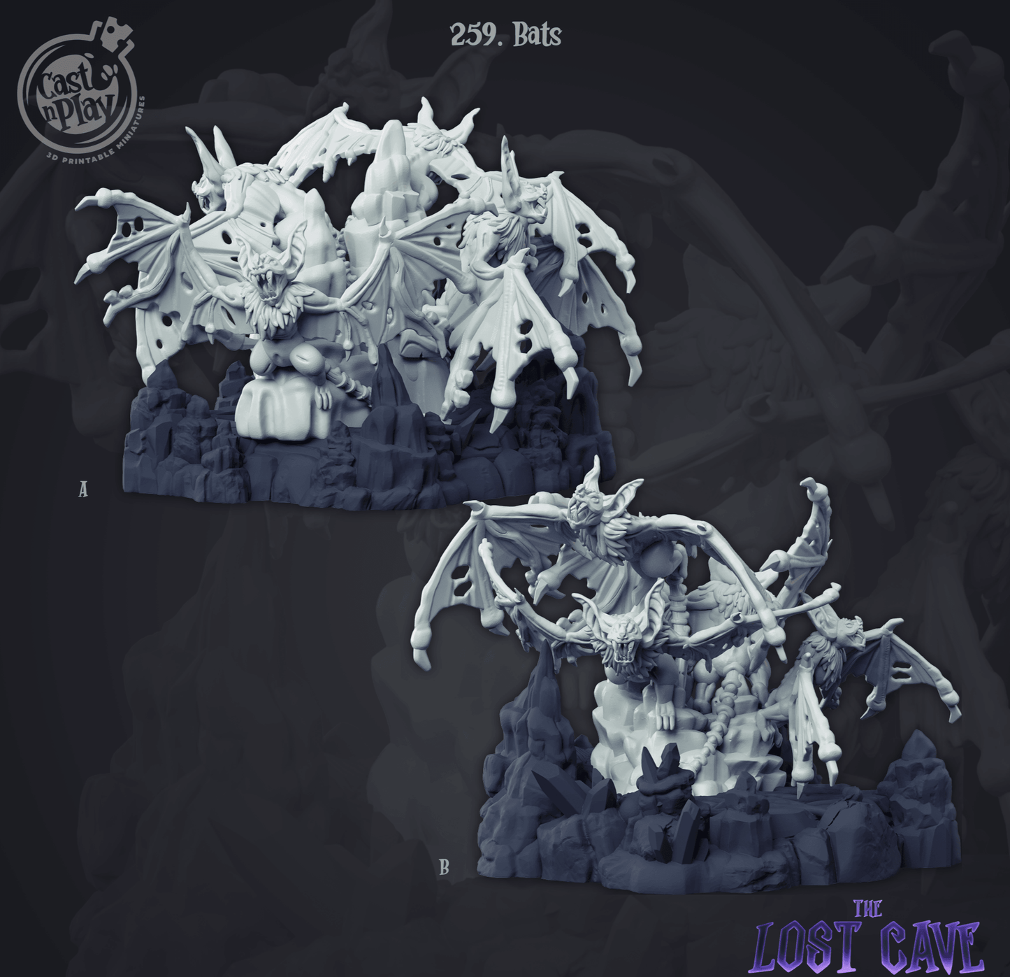 3D Printed Cast n Play Bats 28mm 32mm D&D