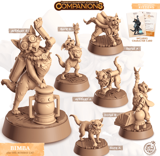 3D Printed Cast n Play Bimba - Bombay Cat Companions 28mm 32mm D&D