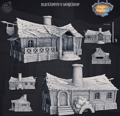 3D Printed Cast n Play Blacksmith's Workshop Kingdom Of Thamarya 28mm 32mm D&D