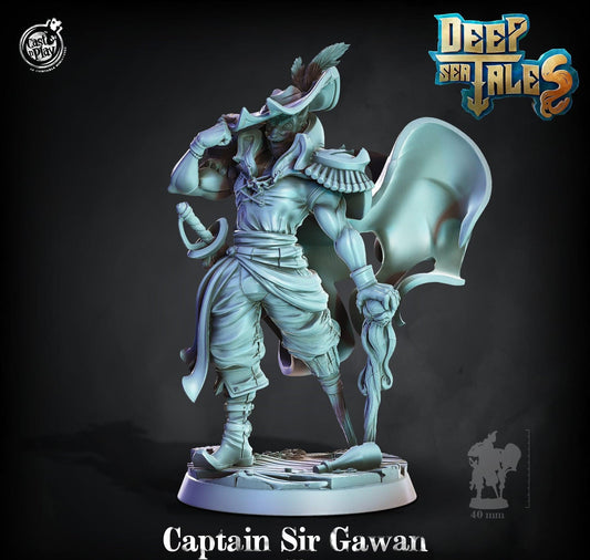 3D Printed Cast n Play Captain Sir Gawan Deep Sea Tales 28mm 32mm D&D