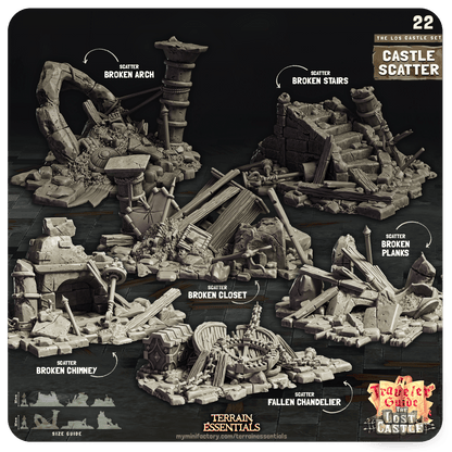 3D Printed Cast n Play Castle Scatter The Lost Castle Terrain Set 28mm 32mm D&D