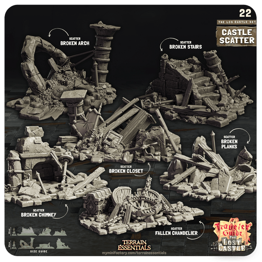 3D Printed Cast n Play Castle Scatter The Lost Castle Terrain Set 28mm 32mm D&D