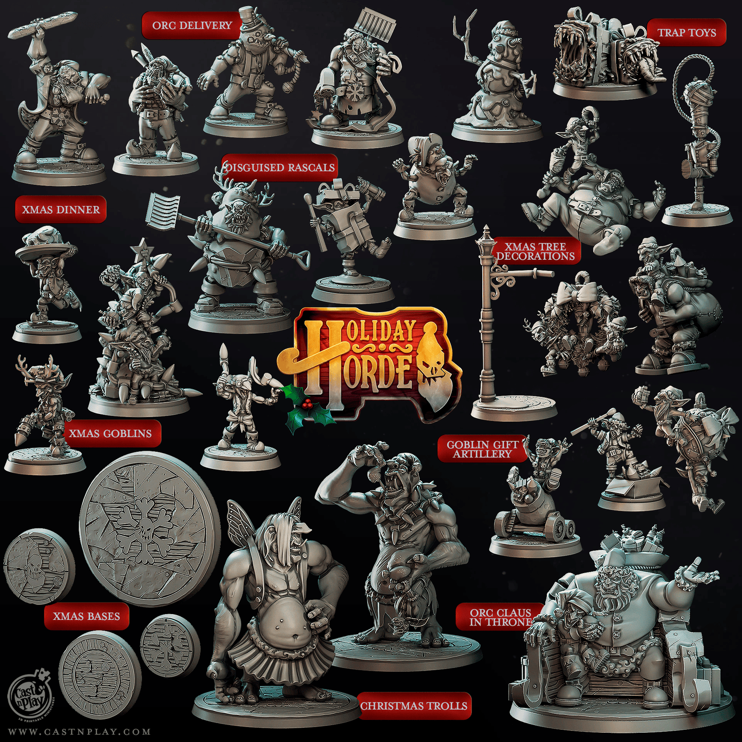 3D Printed Cast n Play Trap Toys Holiday Horde Set 28mm 32mm D&D
