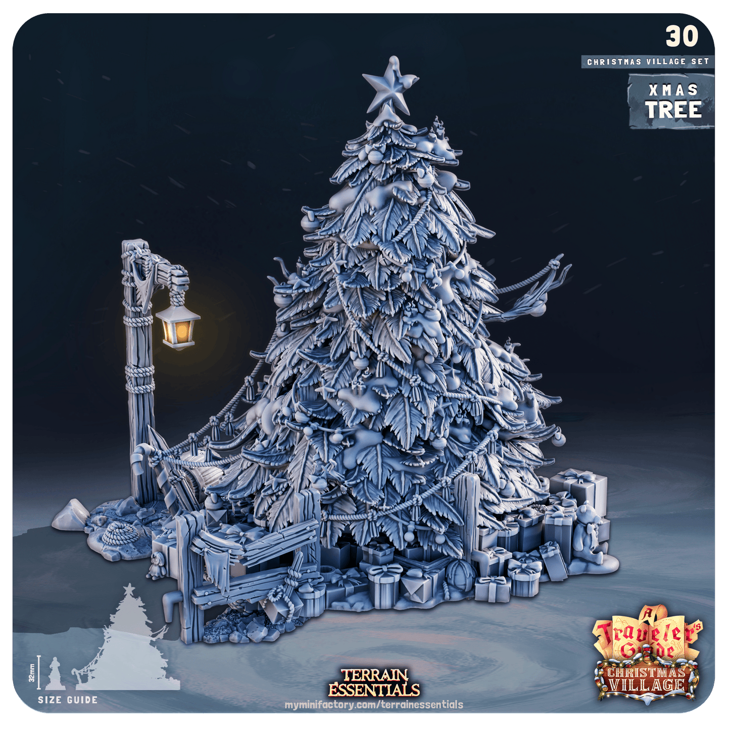 3D Printed Cast n Play Christmas Village Terrain Set 28mm 32mm D&D