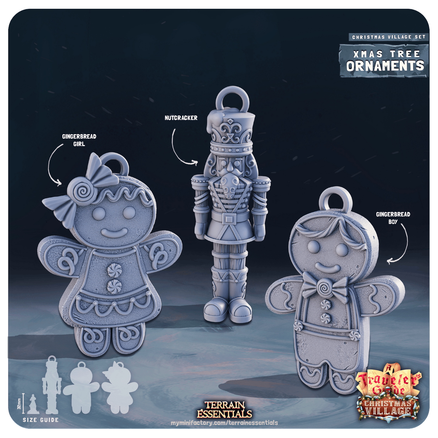 3D Printed Cast n Play Christmas Village Terrain Set 28mm 32mm D&D