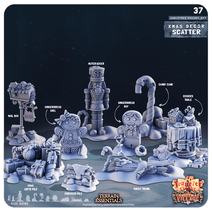 3D Printed Cast n Play Christmas Village Terrain Set 28mm 32mm D&D