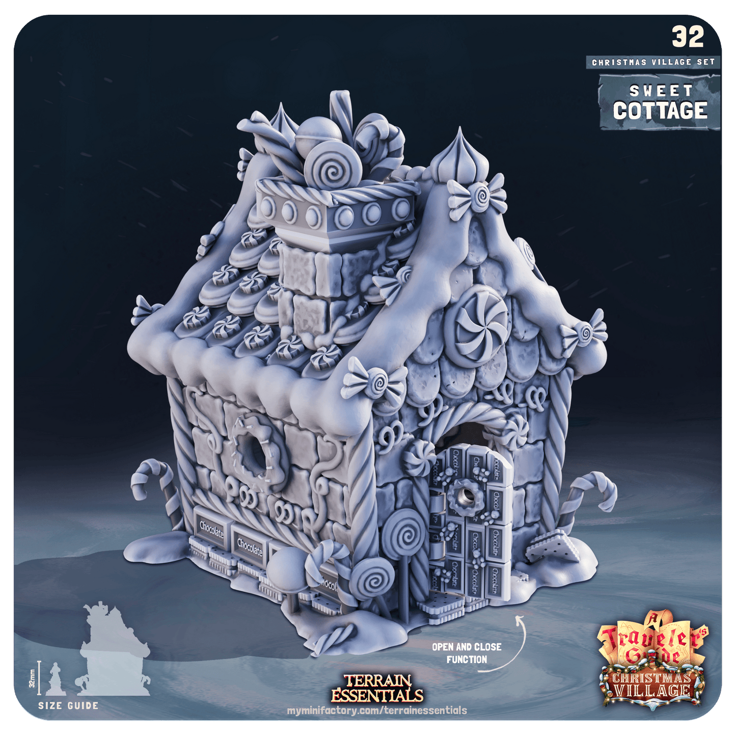3D Printed Cast n Play Christmas Village Terrain Set 28mm 32mm D&D