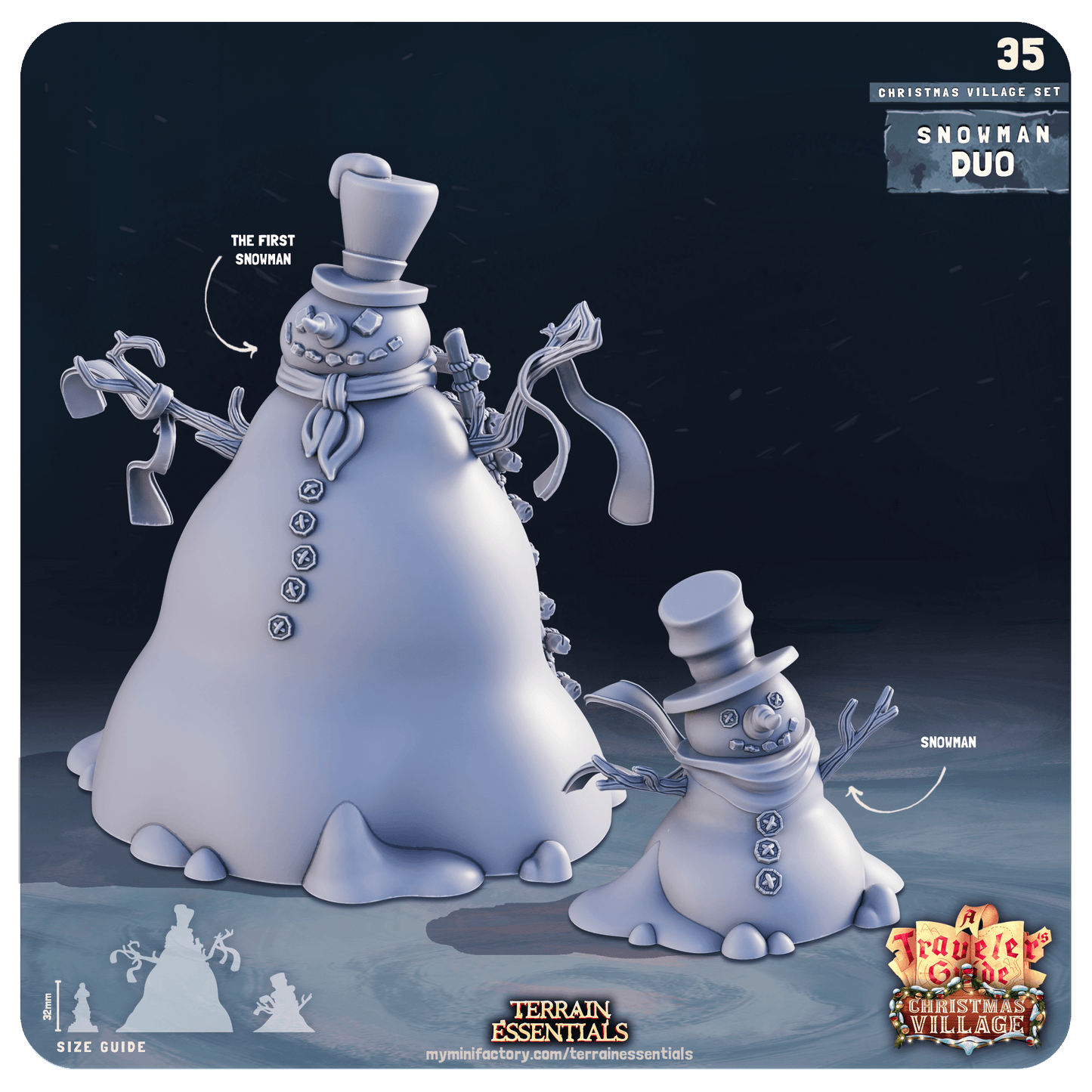 3D Printed Cast n Play Christmas Village Terrain Set 28mm 32mm D&D