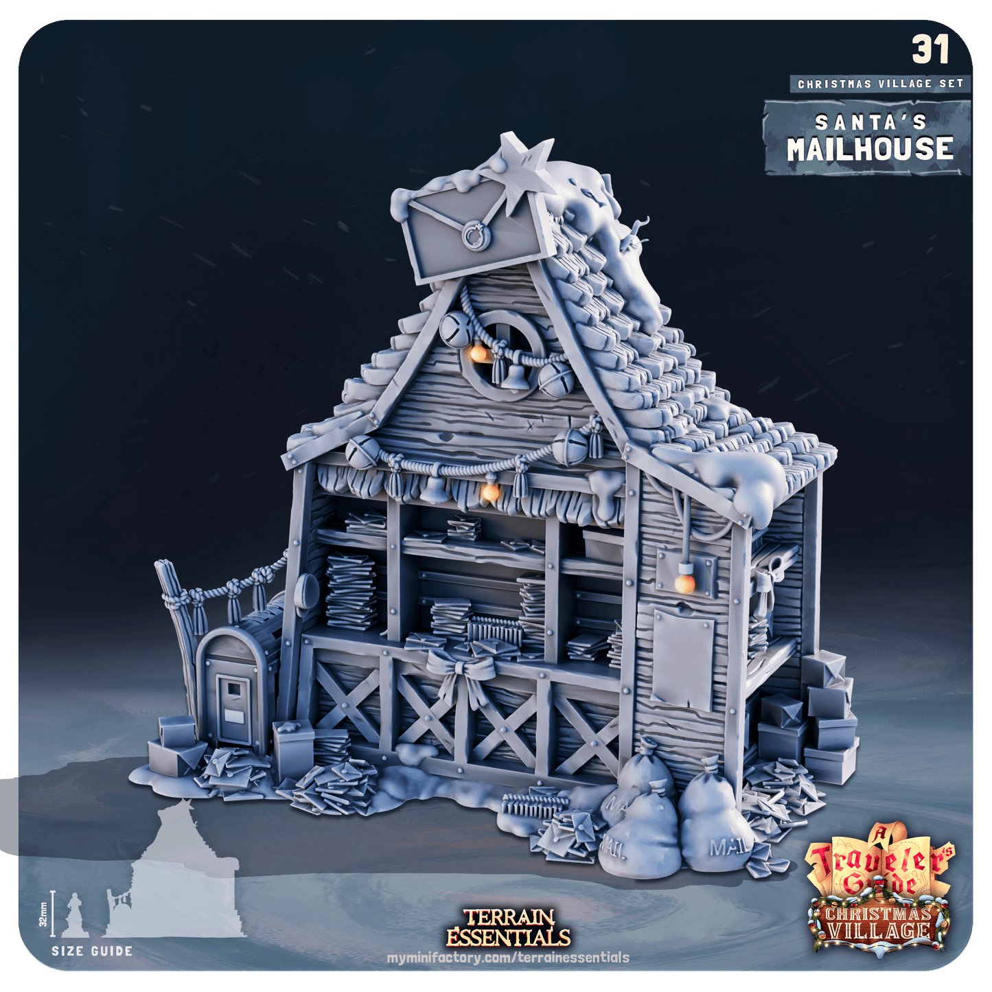 3D Printed Cast n Play Christmas Village Terrain Set 28mm 32mm D&D