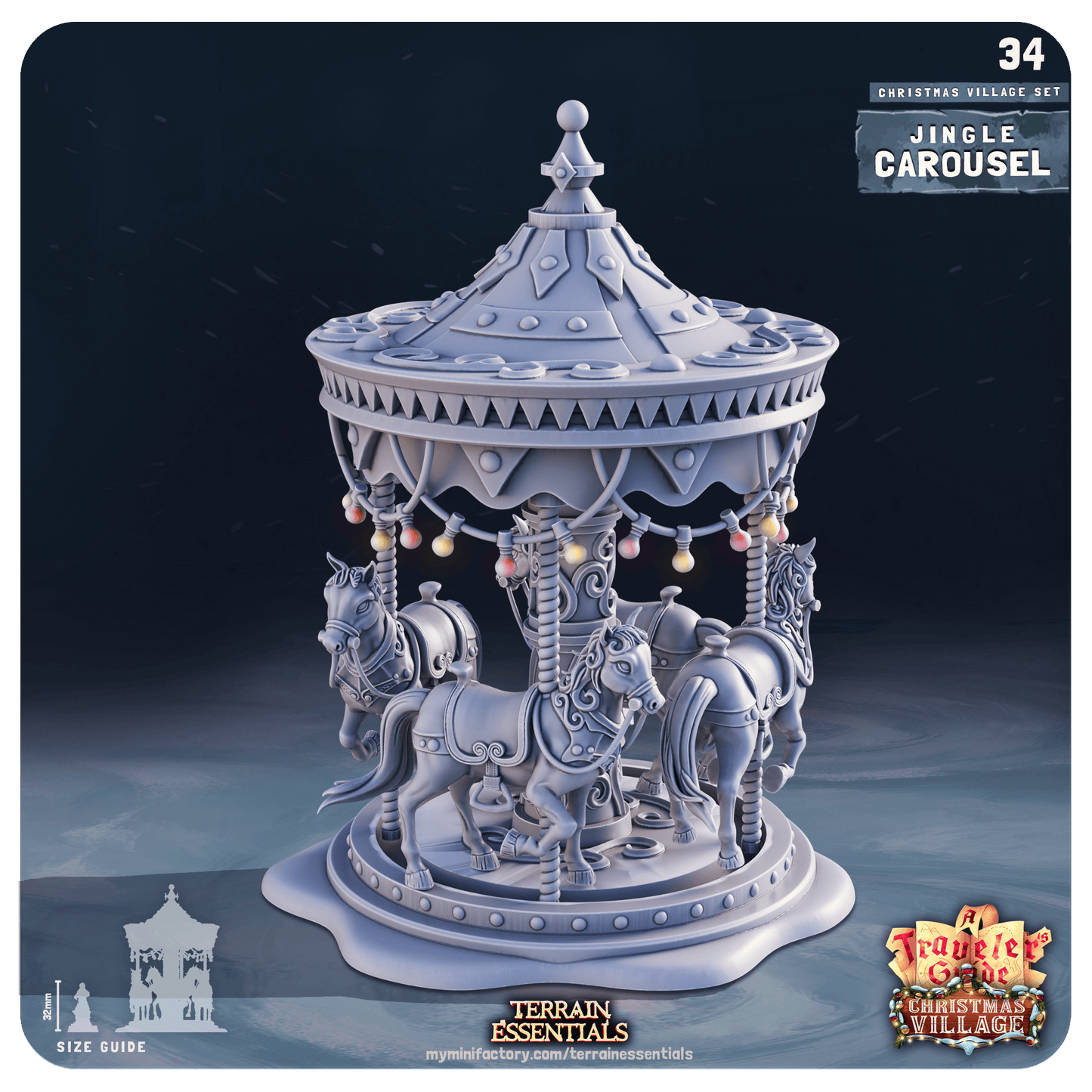 3D Printed Cast n Play Christmas Village Terrain Set 28mm 32mm D&D