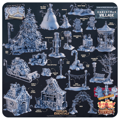 3D Printed Cast n Play Christmas Village Terrain Set 28mm 32mm D&D