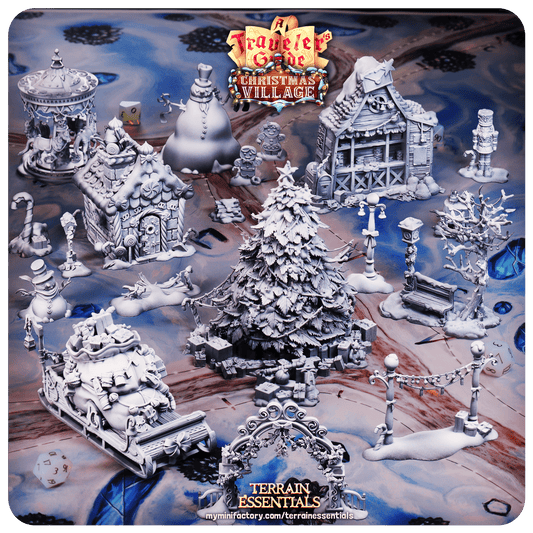 3D Printed Cast n Play Christmas Village Terrain Set 28mm 32mm D&D