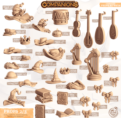 3D Printed Cast n Play Companion's Props Kitbash Companions 28mm 32mm D&D