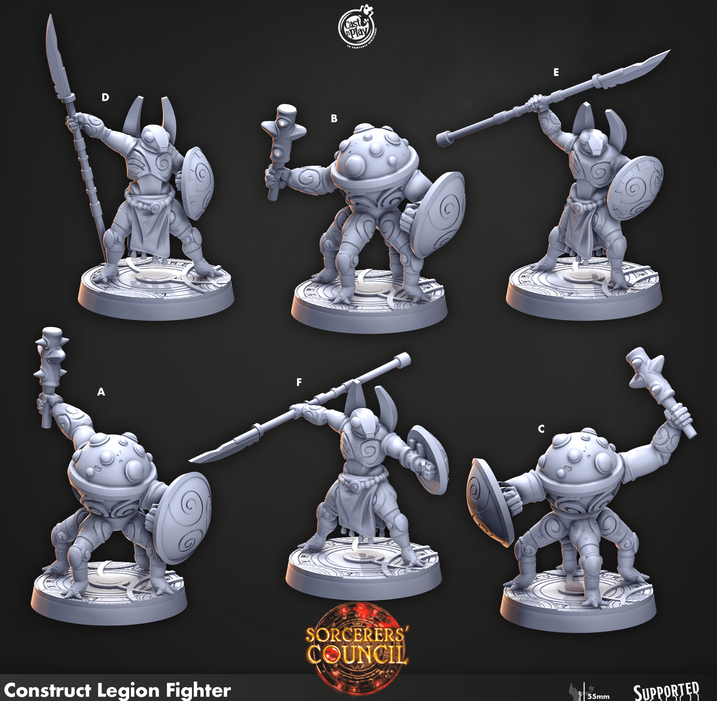 3D Printed Cast n Play Construct Legion Fighter Sorcerers Council 28mm 32mm D&D