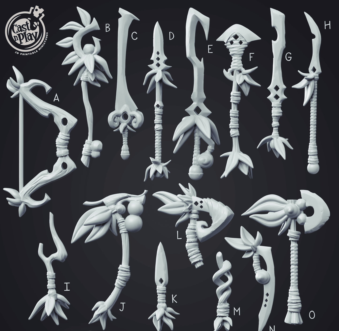 3D Printed Cast n Play Creature Weapons Set 28mm 32mm D&D