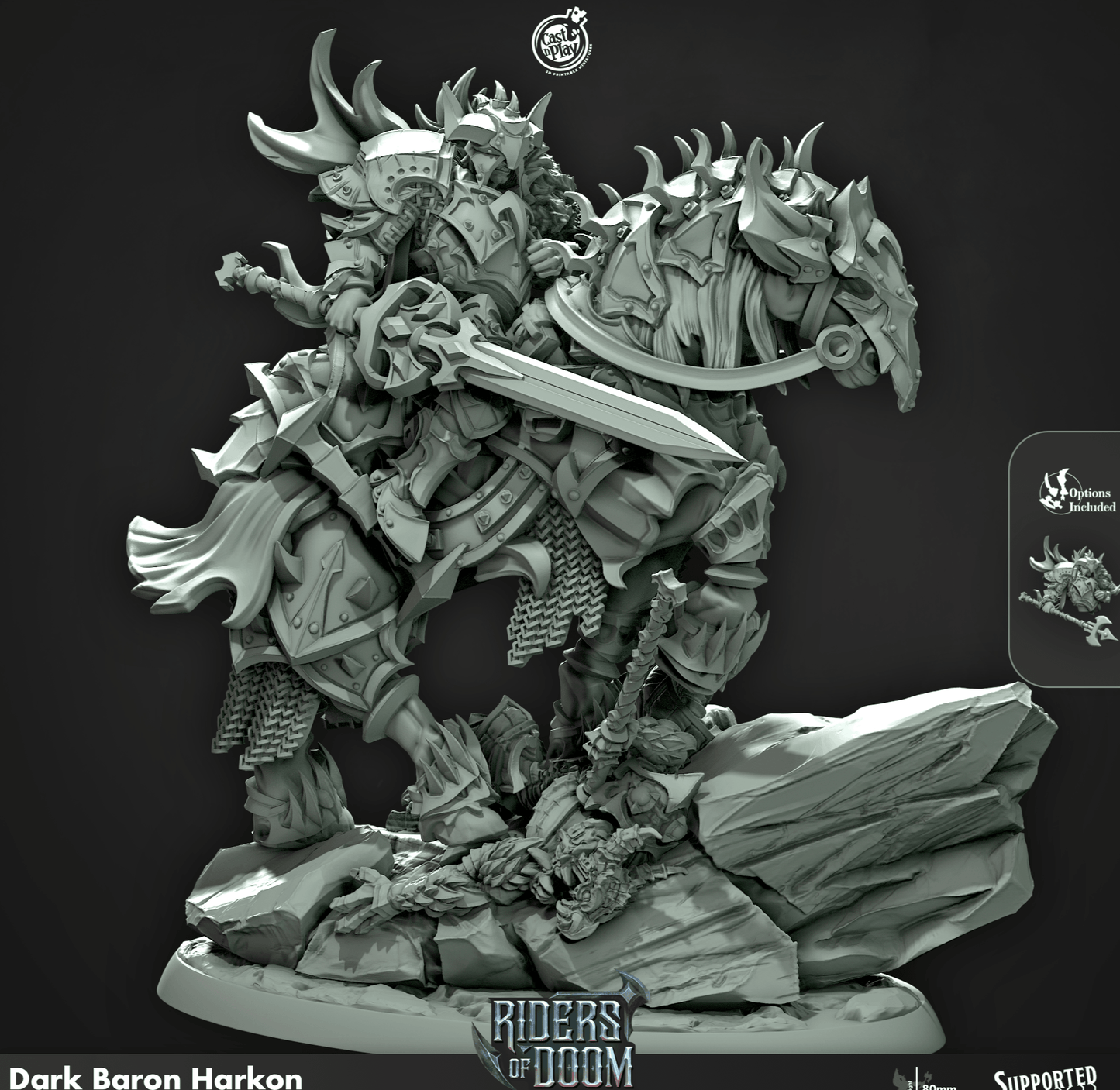 3D Printed Cast n Play Dark Baron Harkon Riders of Doom Set 28mm 32mm D&D
