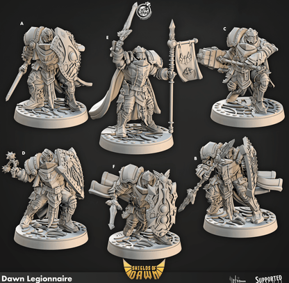 3D Printed Cast n Play Dawn Legionnaire Shields of Dawn 28mm 32mm D&D
