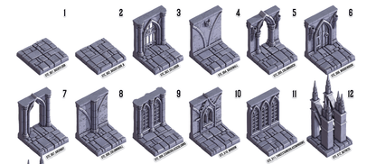 3D Printed Cast n Play Death x Tiles Complete Gothic Set 28mm 32mm D&D