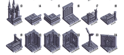 3D Printed Cast n Play Death x Tiles Complete Gothic Set 28mm 32mm D&D