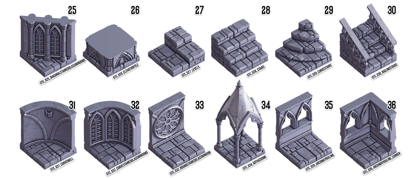 3D Printed Cast n Play Death x Tiles Complete Gothic Set 28mm 32mm D&D