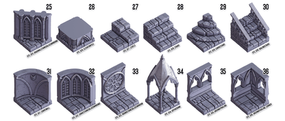 3D Printed Cast n Play Death x Tiles Complete Gothic Set 28mm 32mm D&D