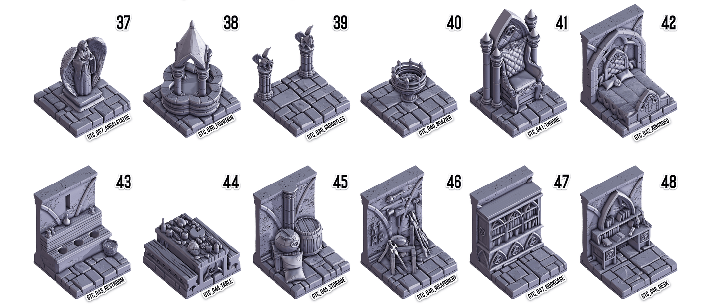 3D Printed Cast n Play Death x Tiles Complete Gothic Set 28mm 32mm D&D