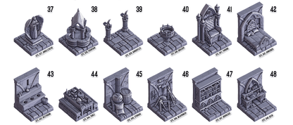 3D Printed Cast n Play Death x Tiles Complete Gothic Set 28mm 32mm D&D